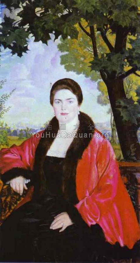 Portrait of M.V. Chaliapina (Shalyapina), wife of Feodor Chaliapin) - 鲍里斯·克斯托依列夫